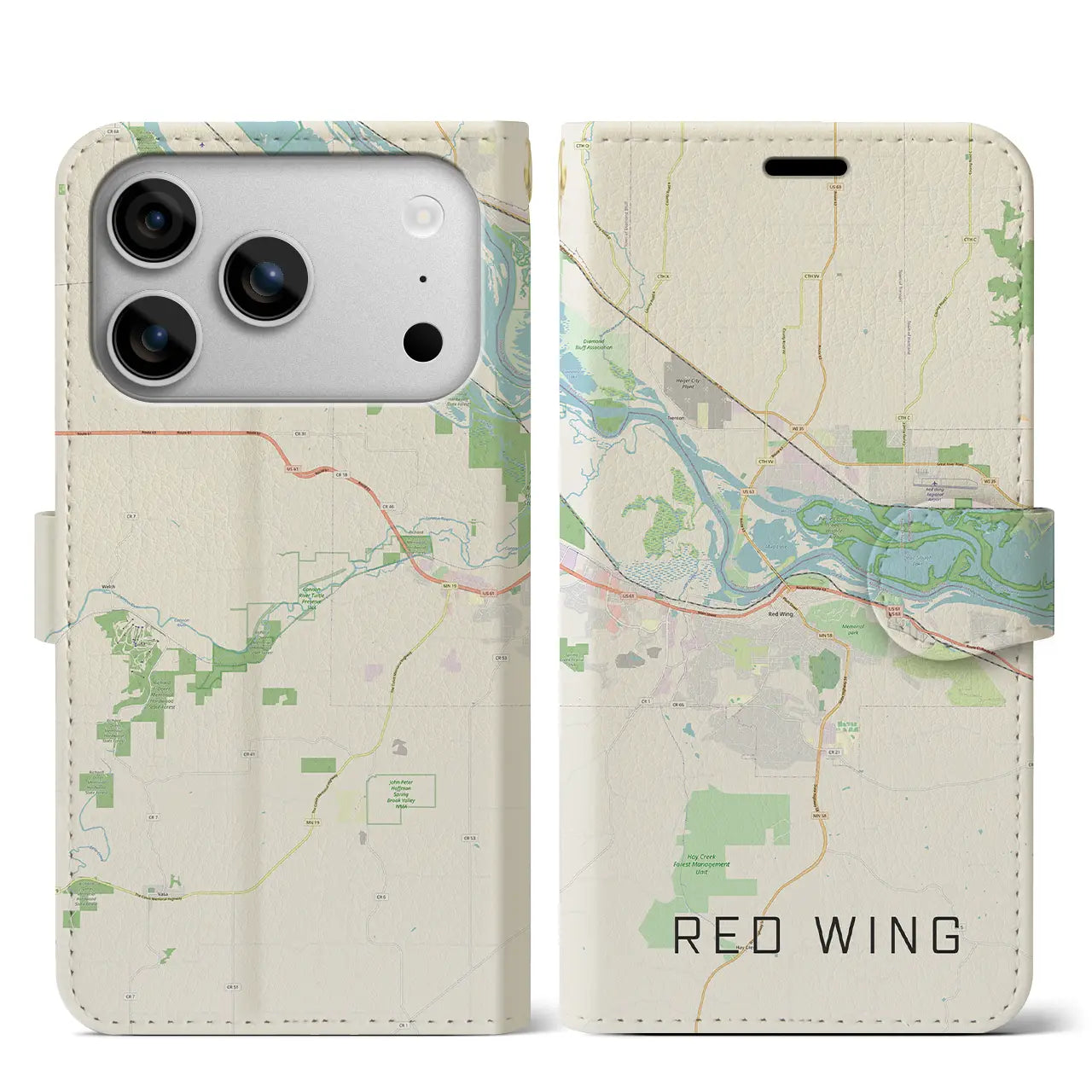 【レッドウイング(アメリカ)】地図柄iPhoneケース(手帳タイプ)ナチュラル・iPhone 17 Pro Max 用
