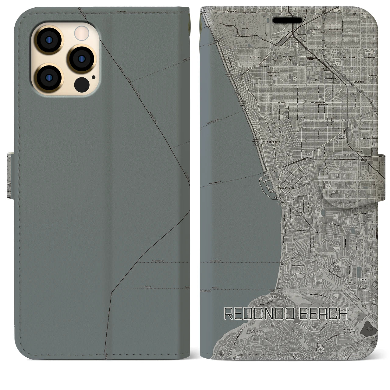 【レドンドビーチ(アメリカ)】地図柄iPhoneケース(手帳タイプ)