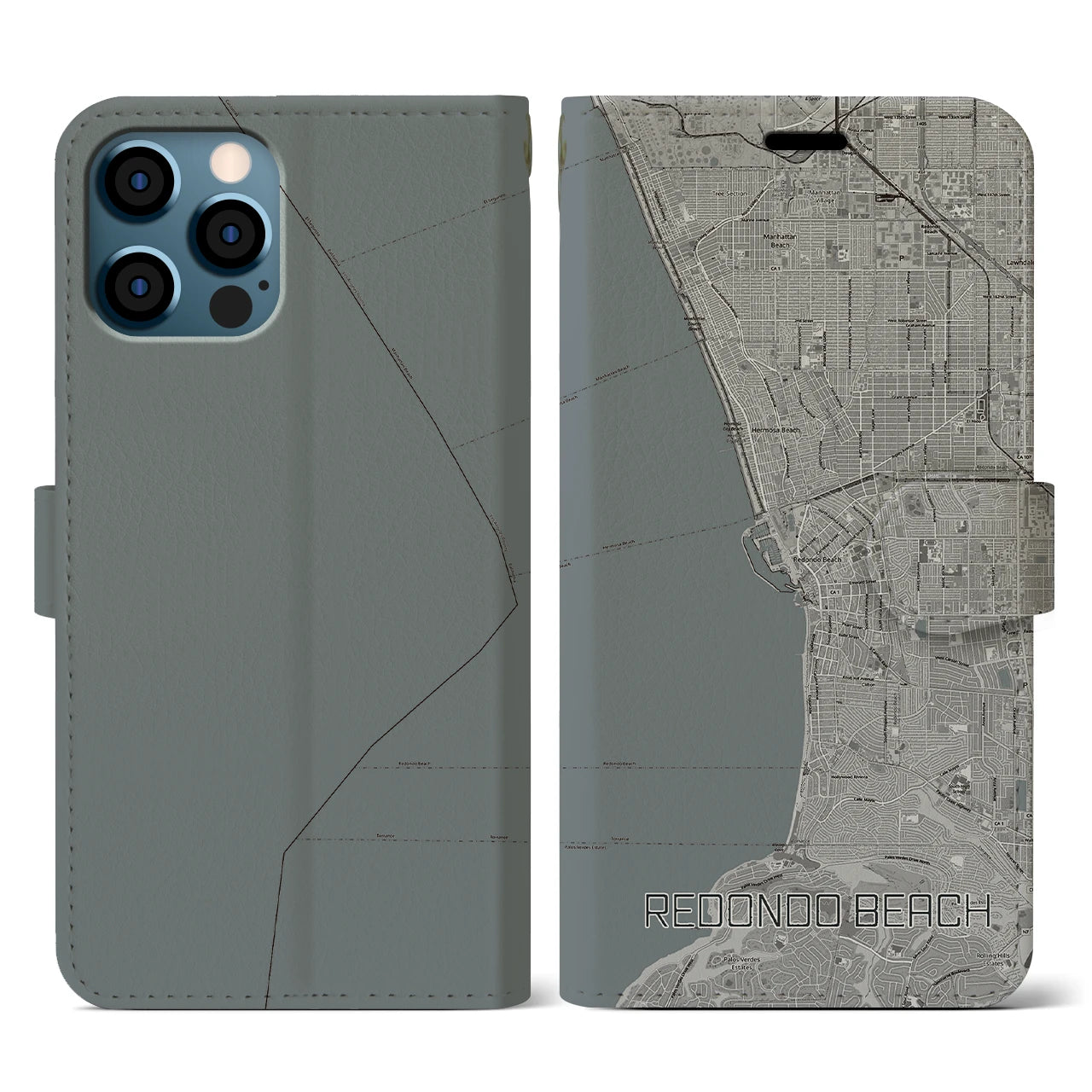 【レドンドビーチ(アメリカ)】地図柄iPhoneケース(手帳タイプ)