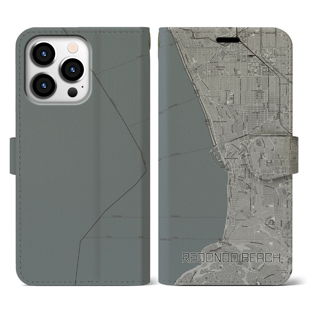 【レドンドビーチ(アメリカ)】地図柄iPhoneケース(手帳タイプ)