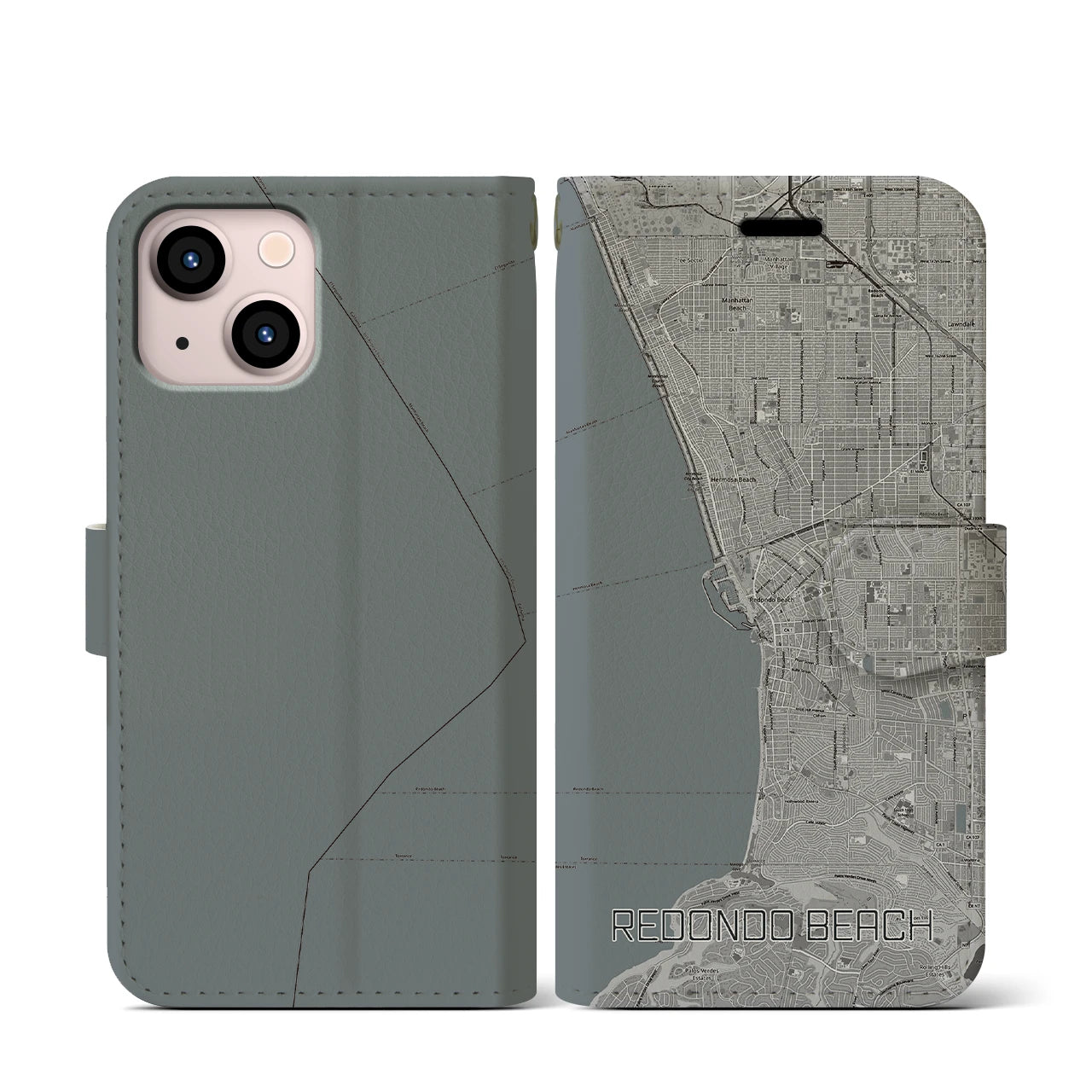 【レドンドビーチ(アメリカ)】地図柄iPhoneケース(手帳タイプ)