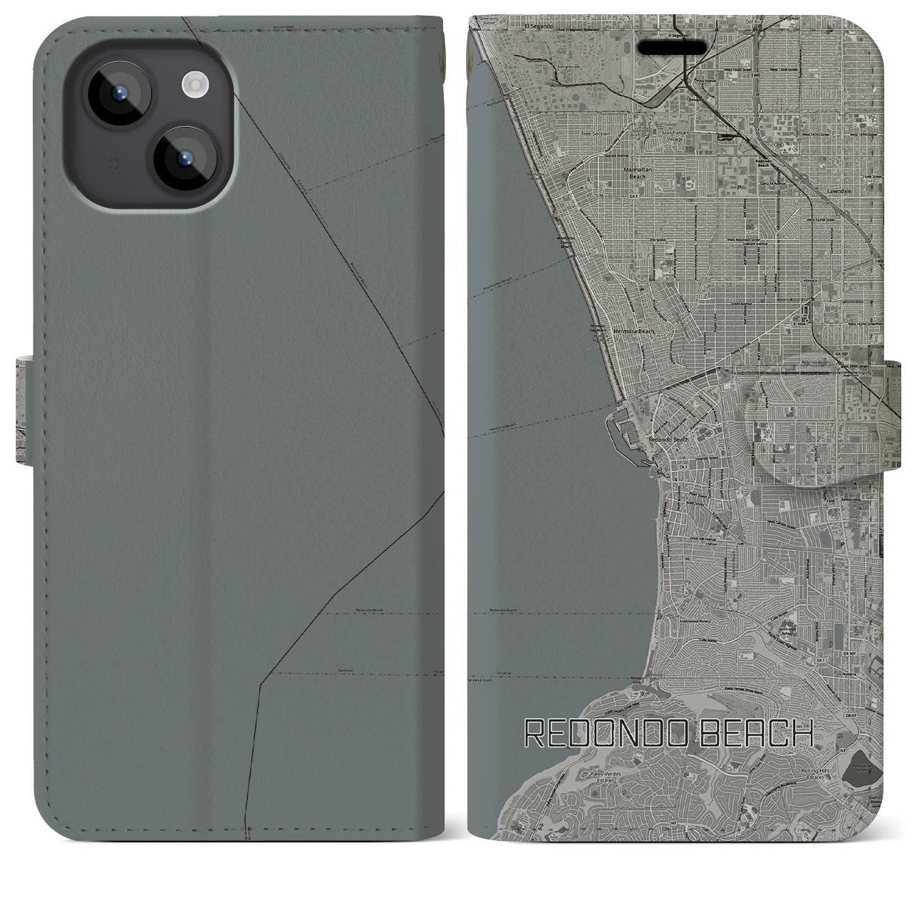 【レドンドビーチ(アメリカ)】地図柄iPhoneケース(手帳タイプ)