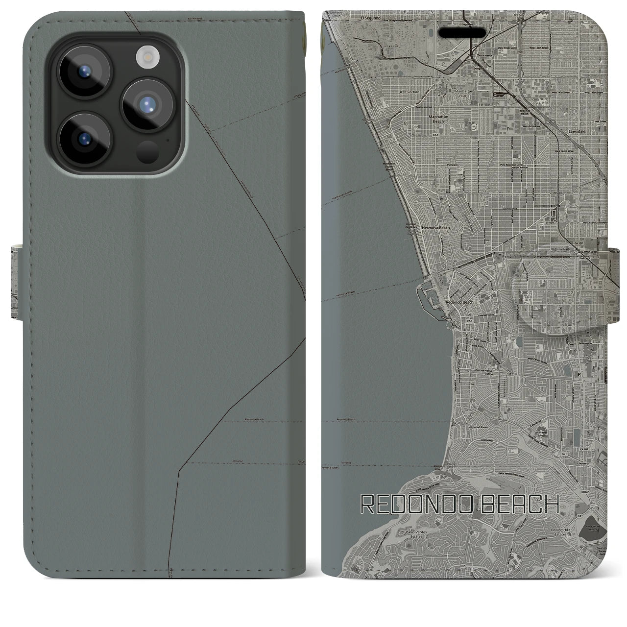 【レドンドビーチ(アメリカ)】地図柄iPhoneケース(手帳タイプ)