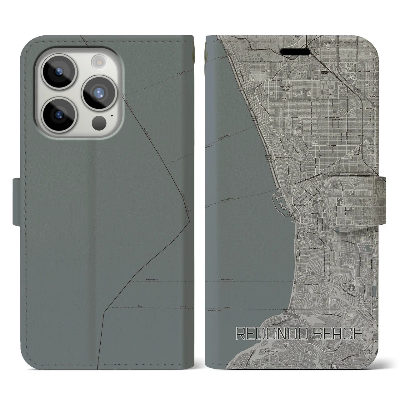 【レドンドビーチ(アメリカ)】地図柄iPhoneケース(手帳タイプ)
