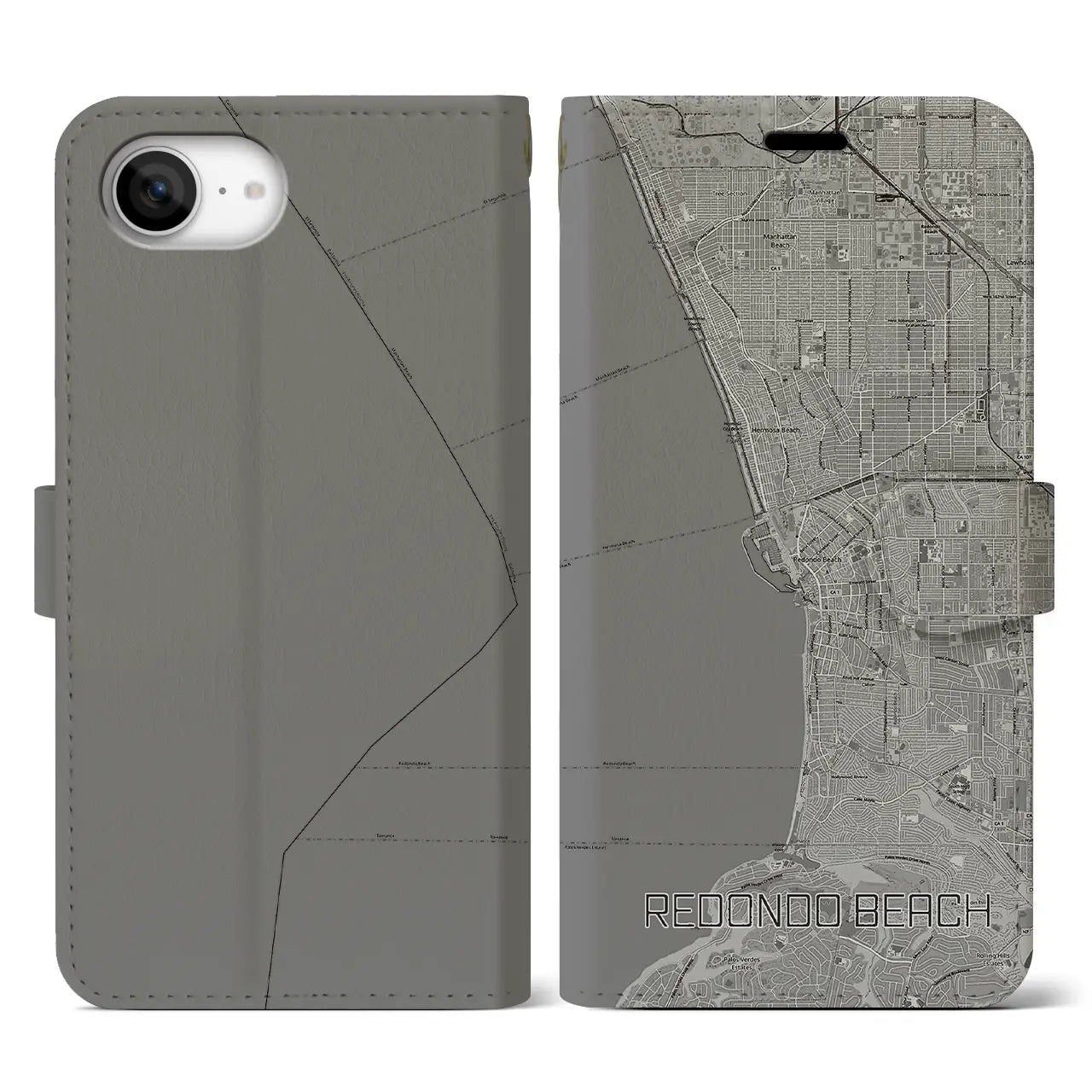 【レドンドビーチ(アメリカ)】地図柄iPhoneケース(手帳タイプ)