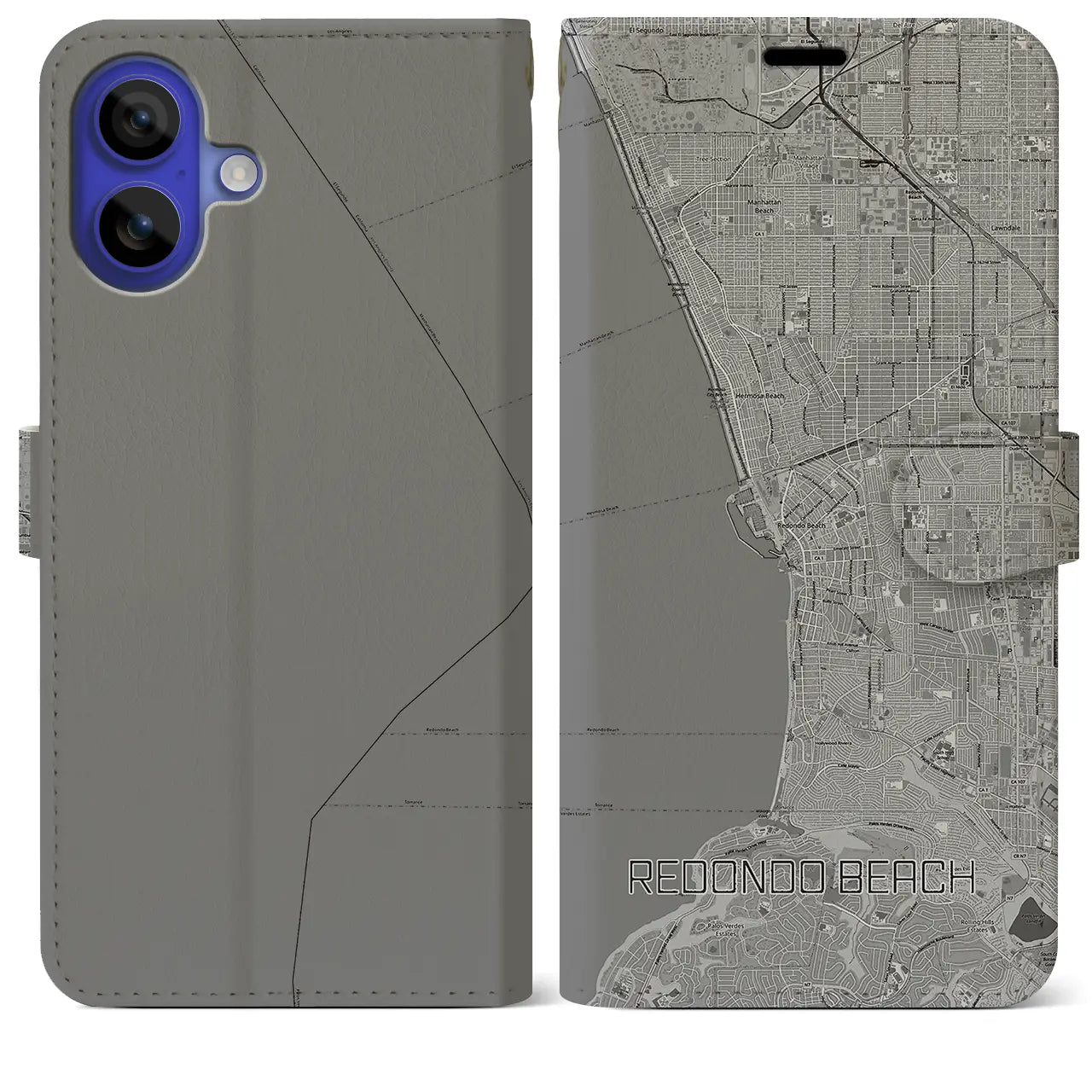 【レドンドビーチ(アメリカ)】地図柄iPhoneケース(手帳タイプ)