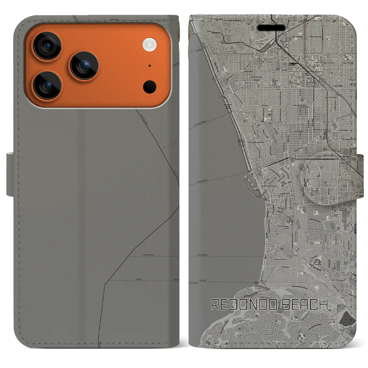 【レドンドビーチ(アメリカ)】地図柄iPhoneケース(手帳タイプ)