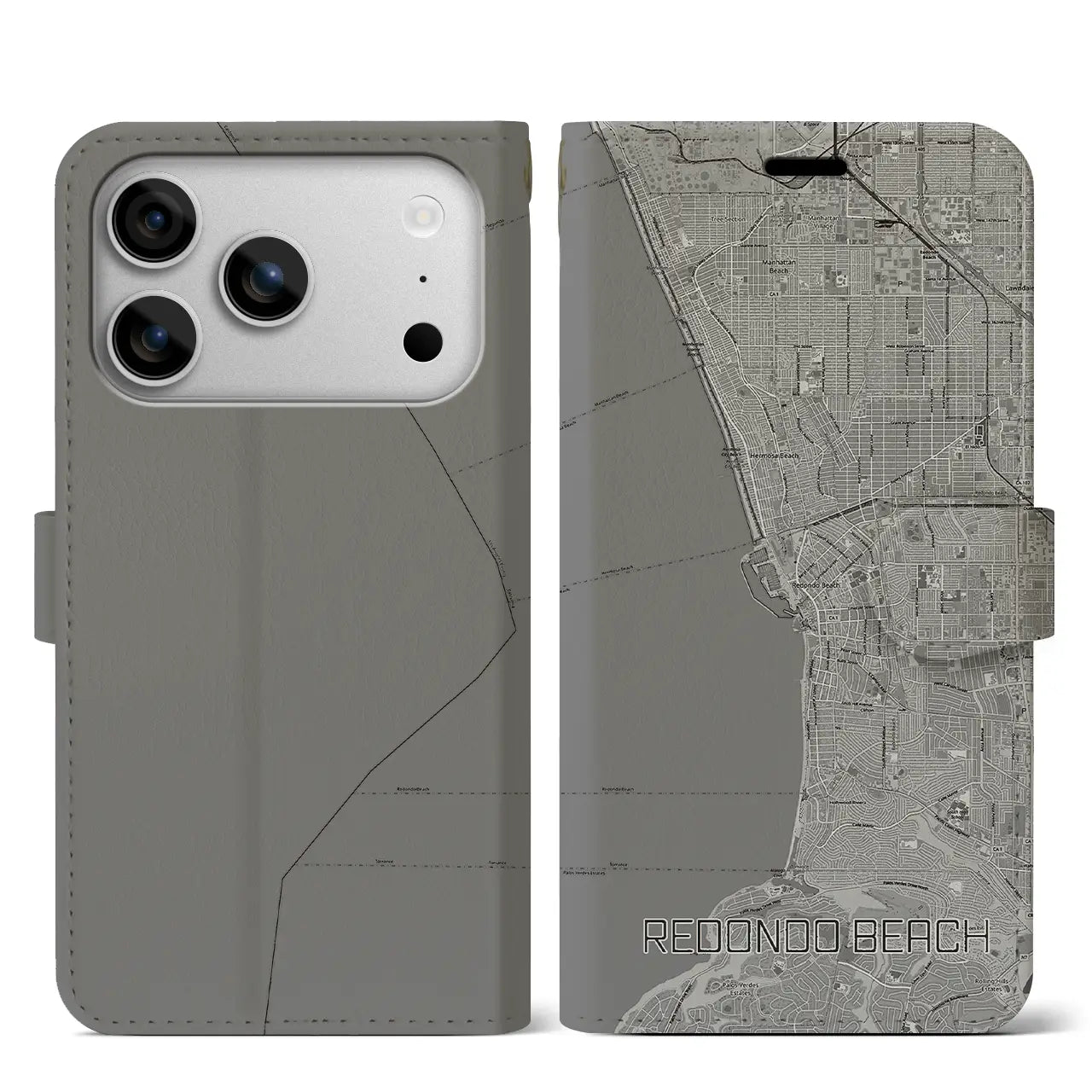 【レドンドビーチ(アメリカ)】地図柄iPhoneケース(手帳タイプ)