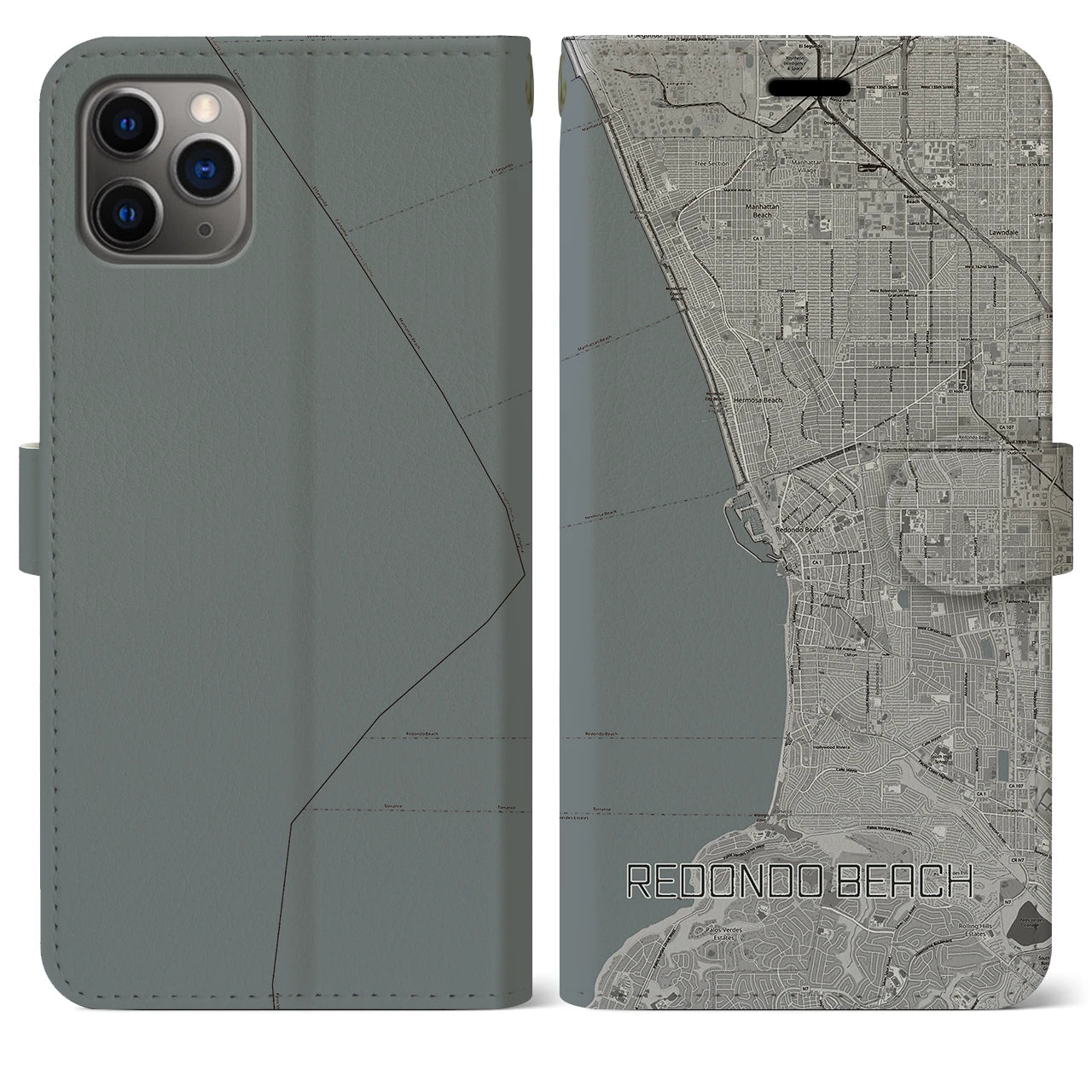 【レドンドビーチ(アメリカ)】地図柄iPhoneケース(手帳タイプ)