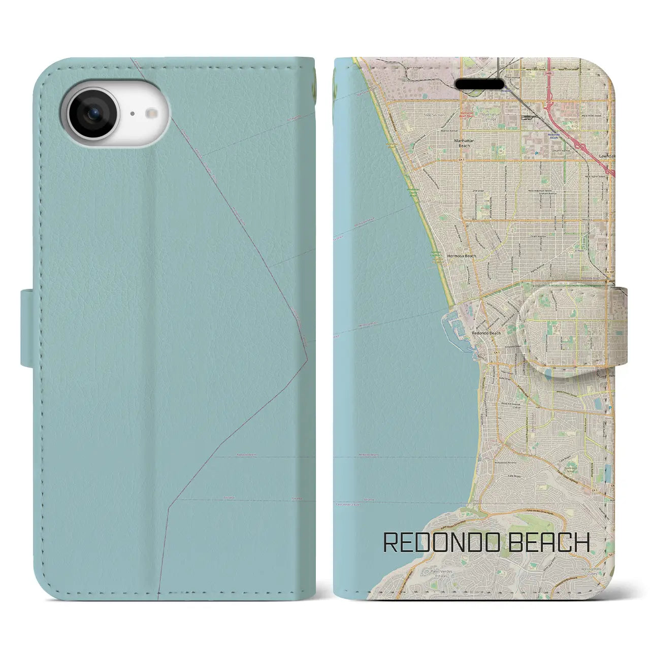 【レドンドビーチ(アメリカ)】地図柄iPhoneケース(手帳タイプ)