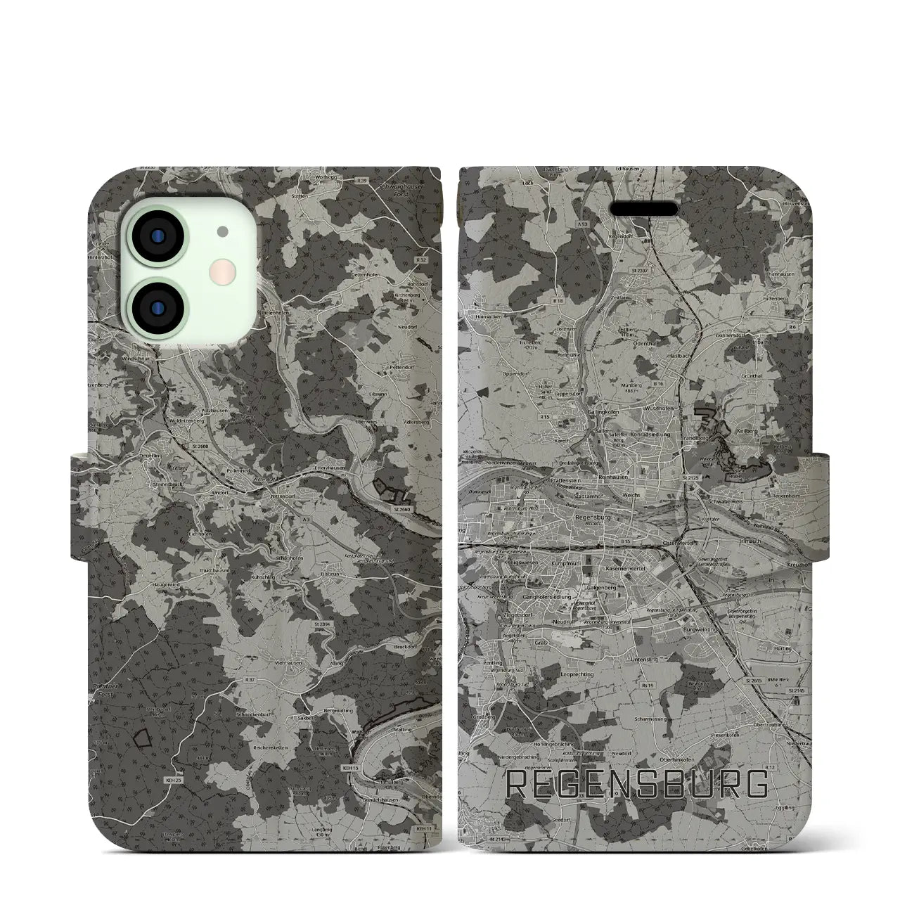 【レーゲンスブルク(ドイツ)】地図柄iPhoneケース(手帳タイプ)