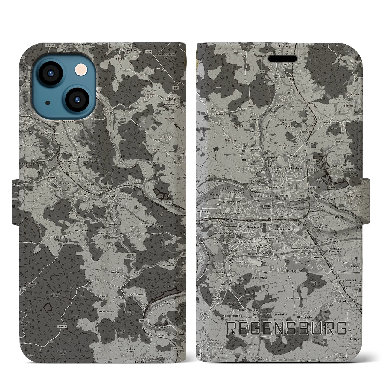 【レーゲンスブルク(ドイツ)】地図柄iPhoneケース(手帳タイプ)