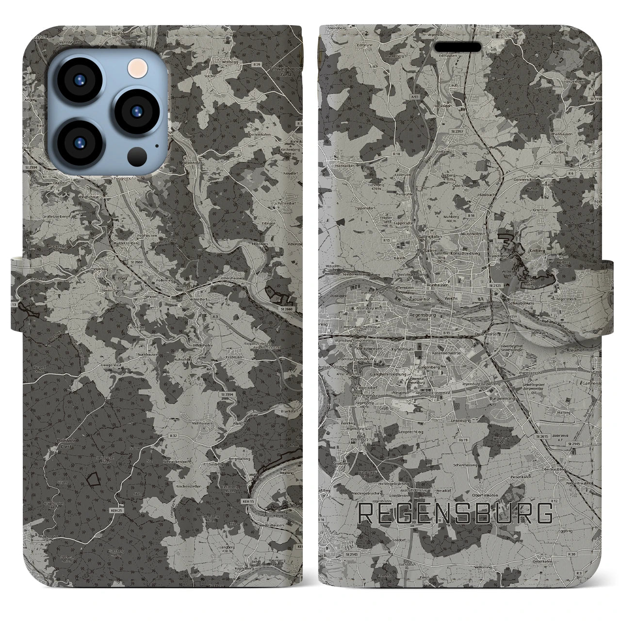 【レーゲンスブルク(ドイツ)】地図柄iPhoneケース(手帳タイプ)