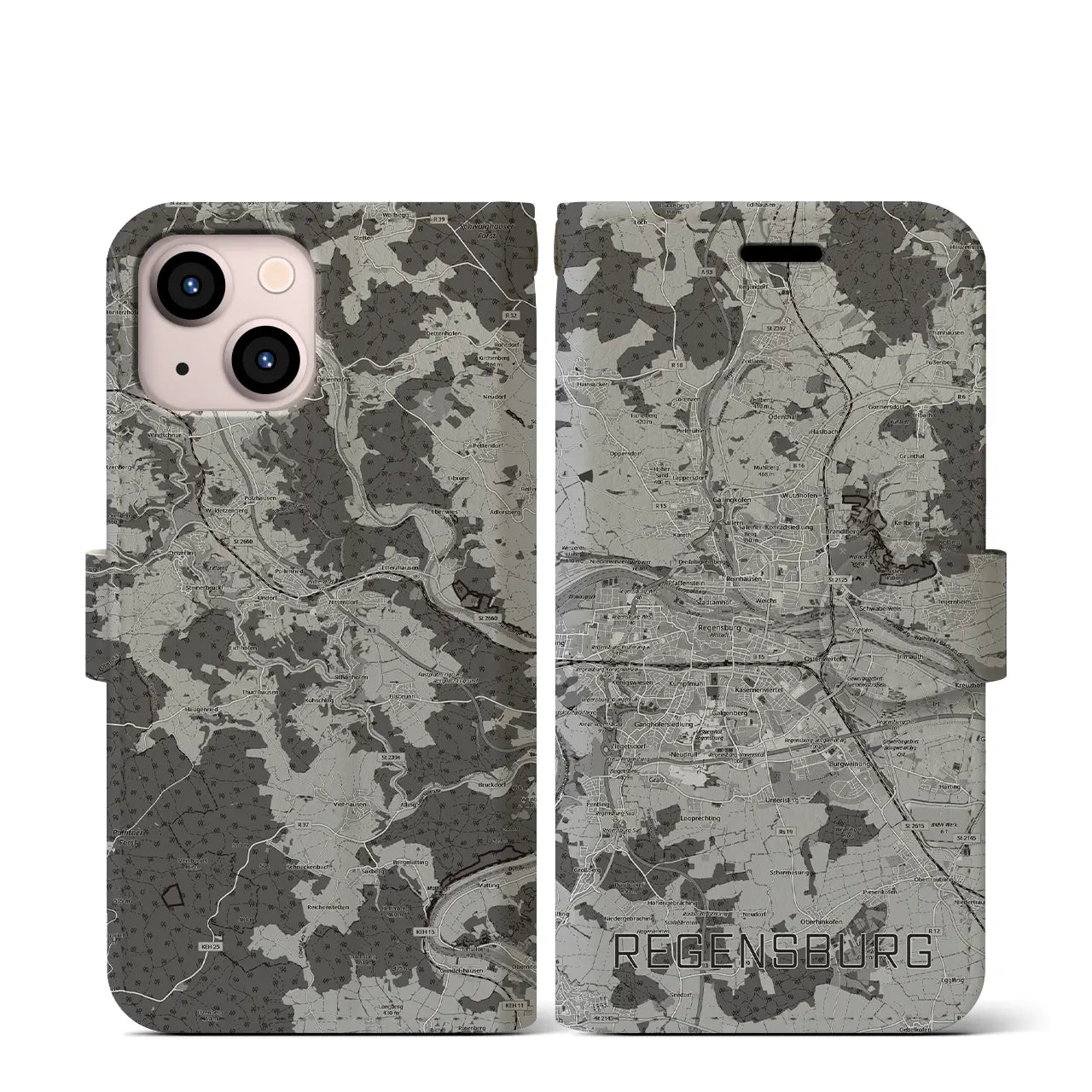 【レーゲンスブルク(ドイツ)】地図柄iPhoneケース(手帳タイプ)