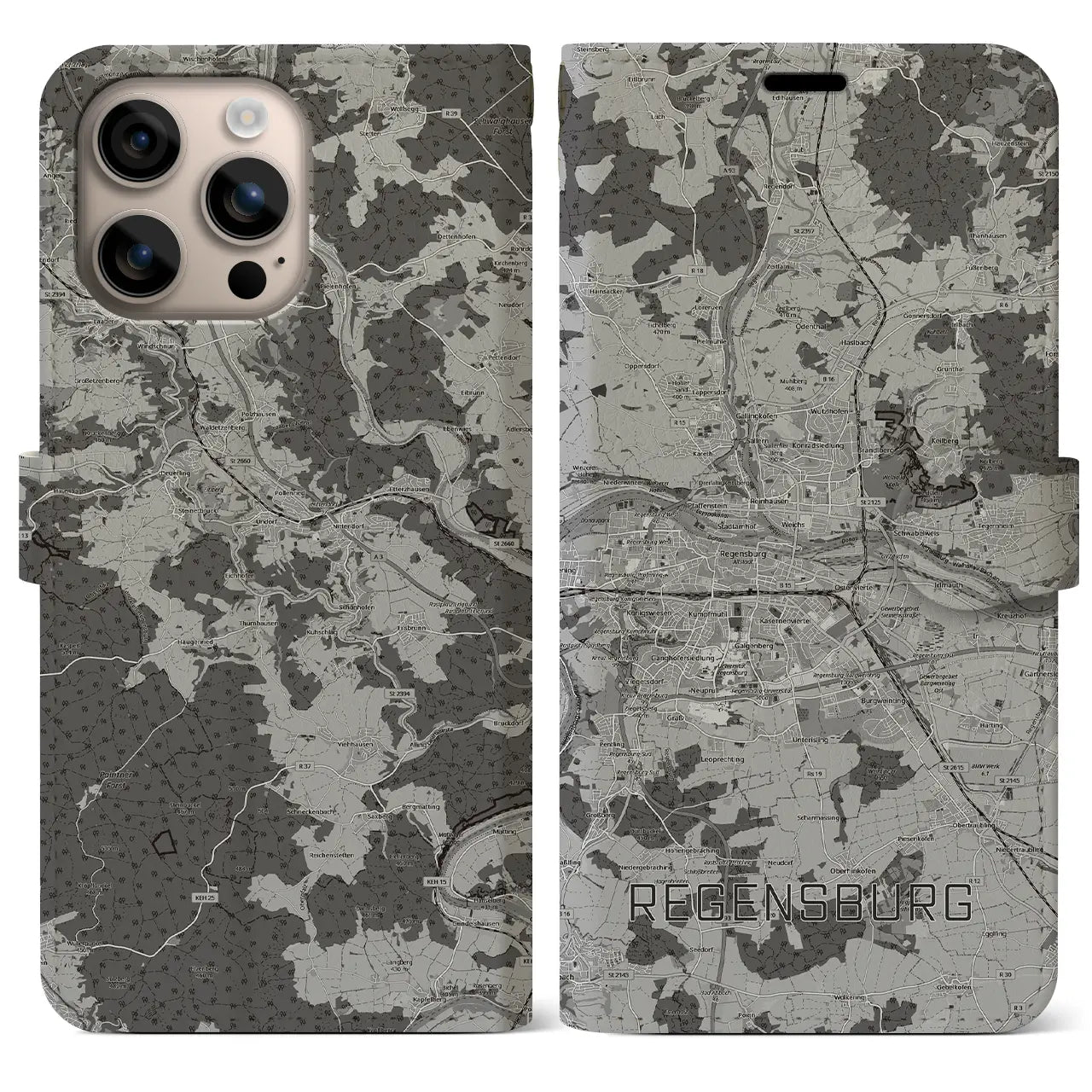 【レーゲンスブルク(ドイツ)】地図柄iPhoneケース(手帳タイプ)