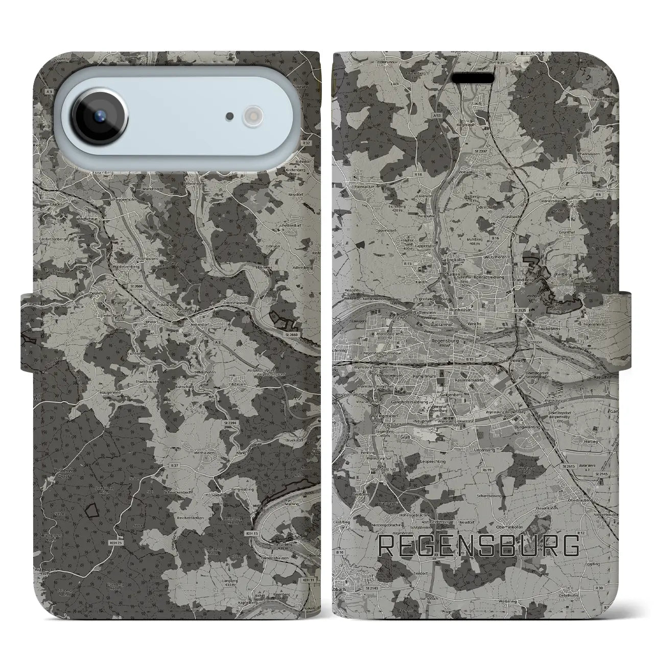 【レーゲンスブルク(ドイツ)】地図柄iPhoneケース(手帳タイプ)