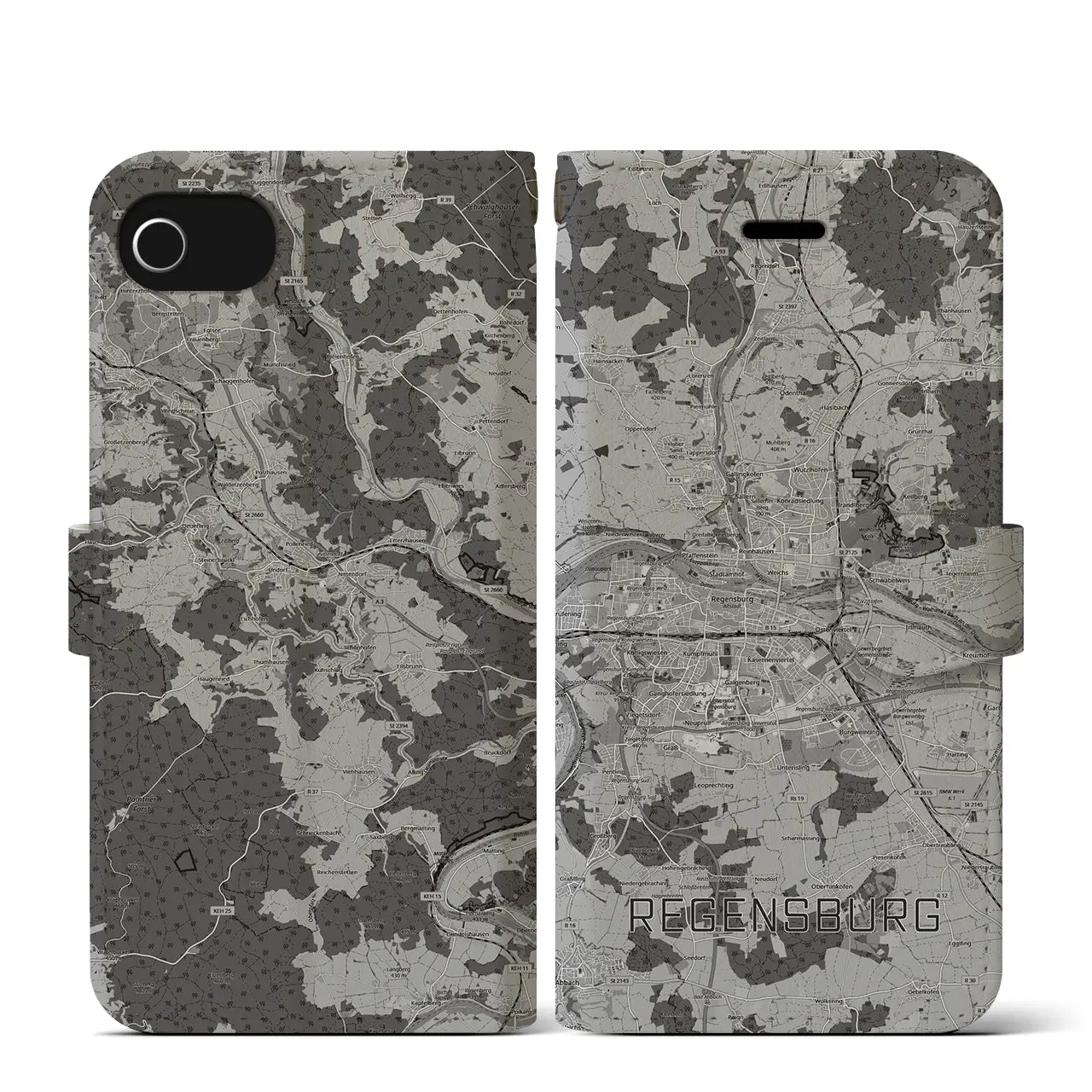 【レーゲンスブルク(ドイツ)】地図柄iPhoneケース(手帳タイプ)