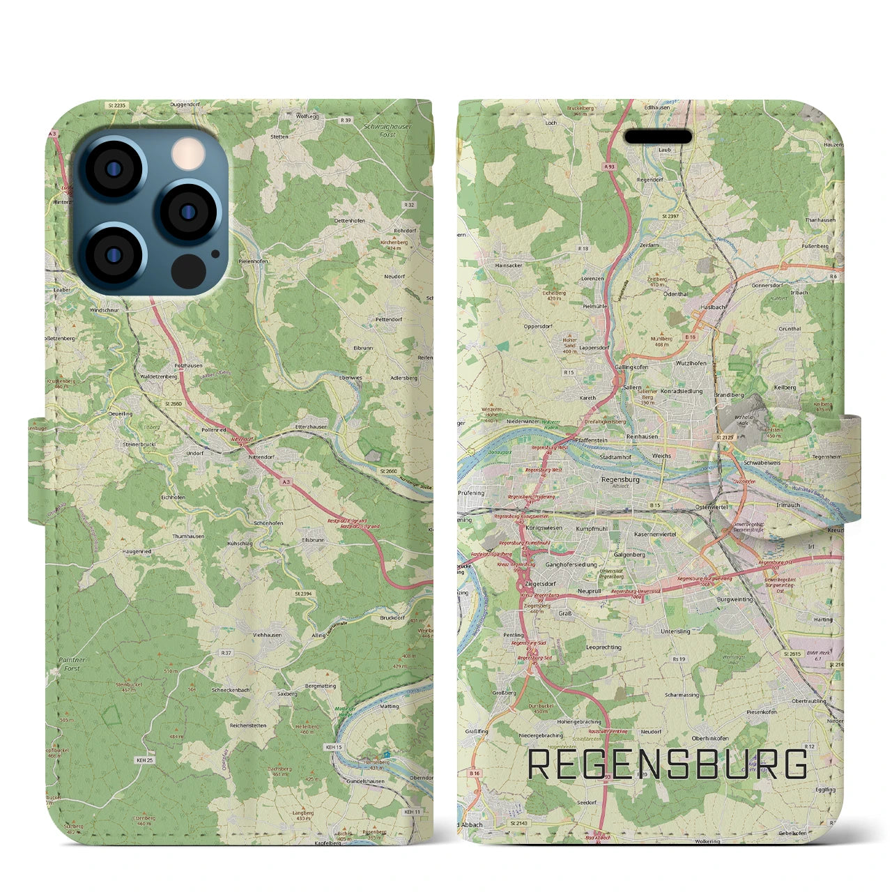 【レーゲンスブルク(ドイツ)】地図柄iPhoneケース(手帳タイプ)