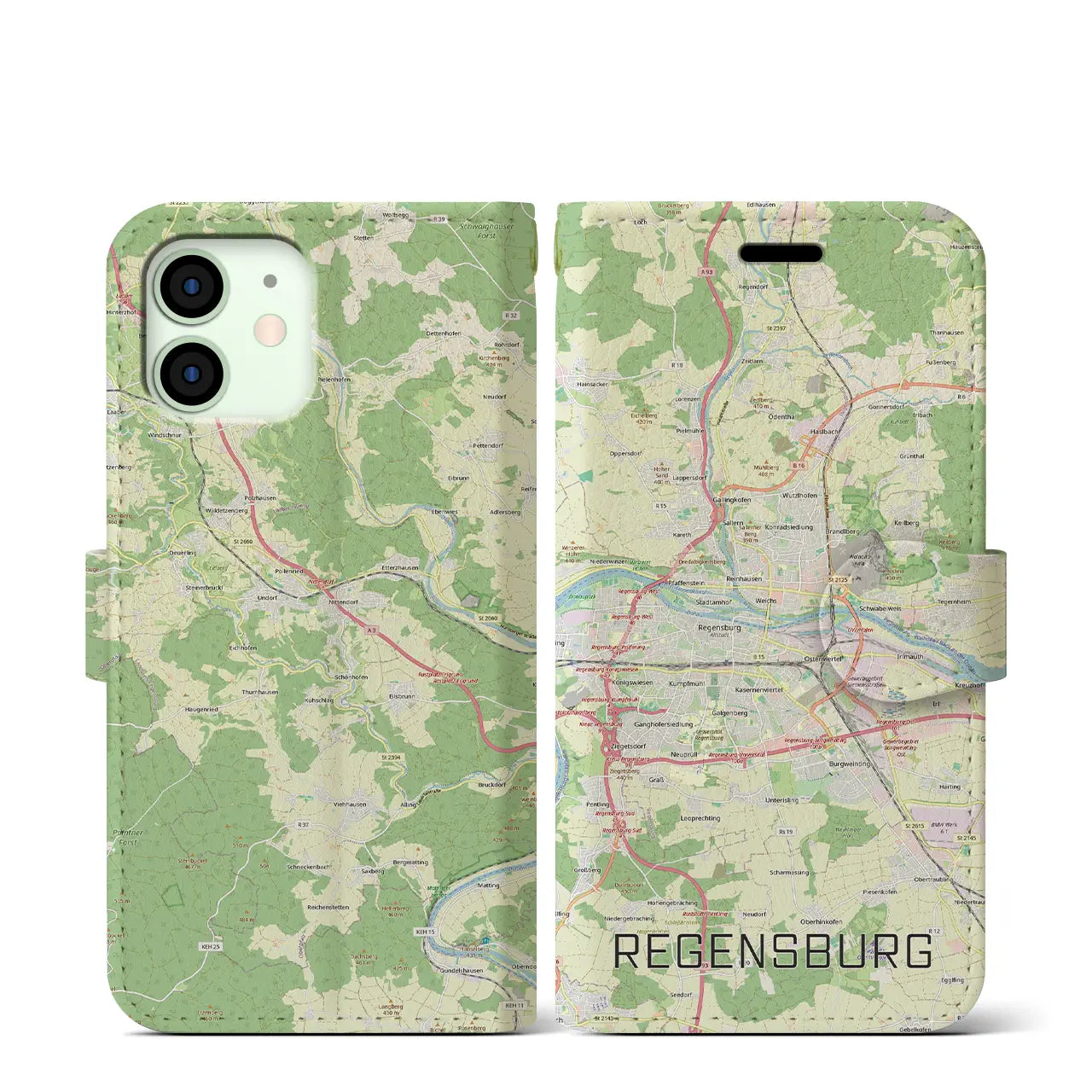 【レーゲンスブルク(ドイツ)】地図柄iPhoneケース(手帳タイプ)