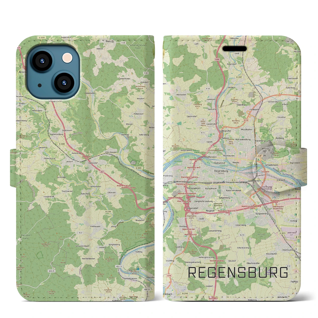 【レーゲンスブルク(ドイツ)】地図柄iPhoneケース(手帳タイプ)