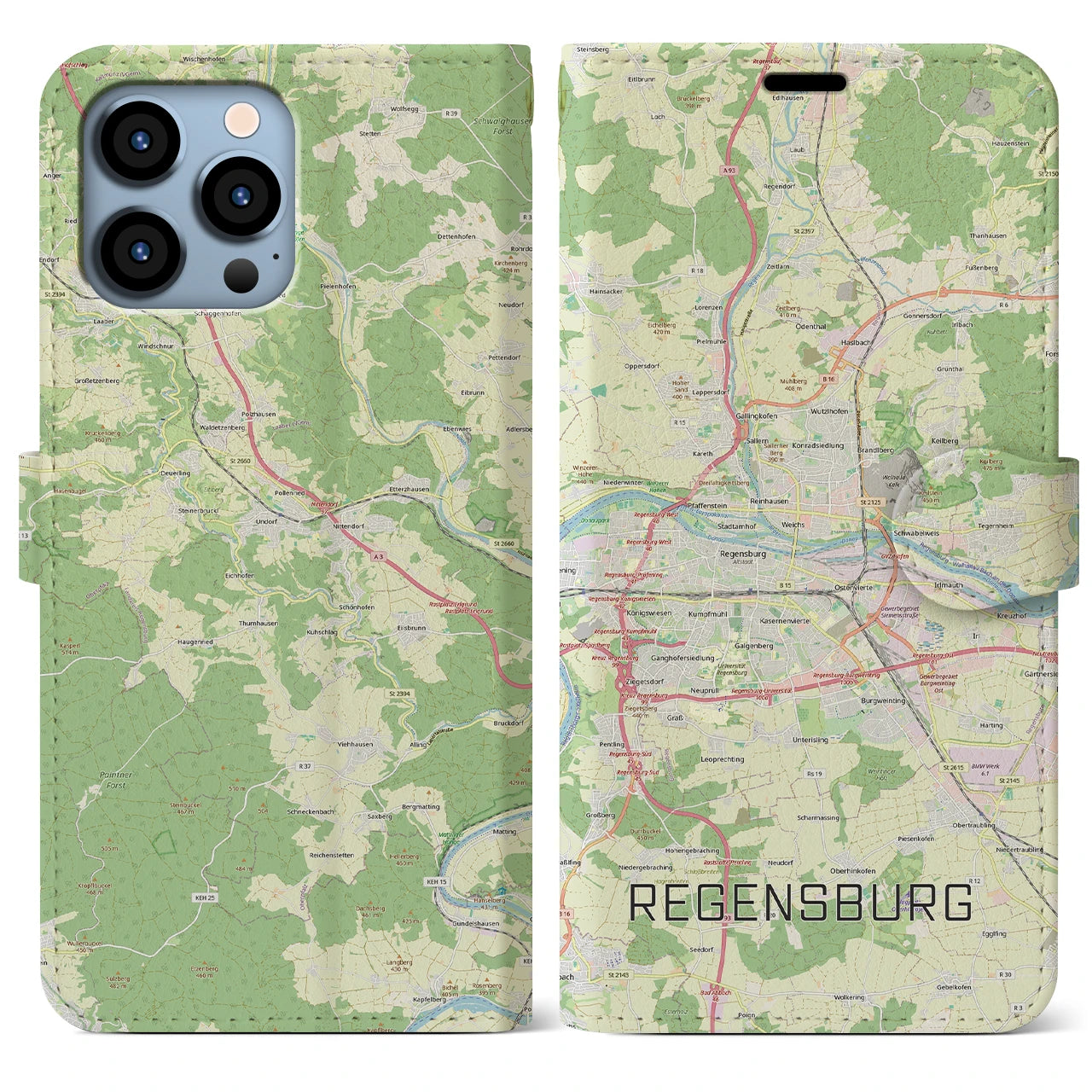 【レーゲンスブルク(ドイツ)】地図柄iPhoneケース(手帳タイプ)