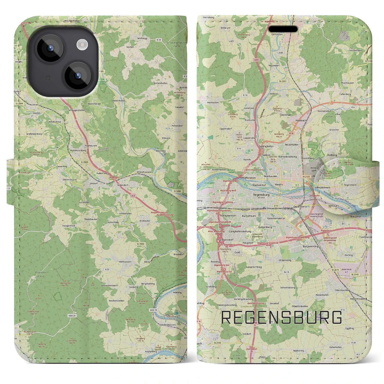 【レーゲンスブルク(ドイツ)】地図柄iPhoneケース(手帳タイプ)