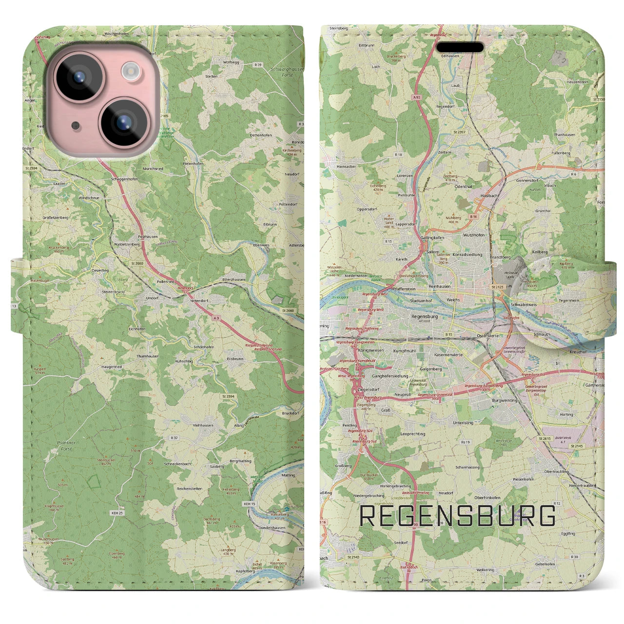 【レーゲンスブルク(ドイツ)】地図柄iPhoneケース(手帳タイプ)