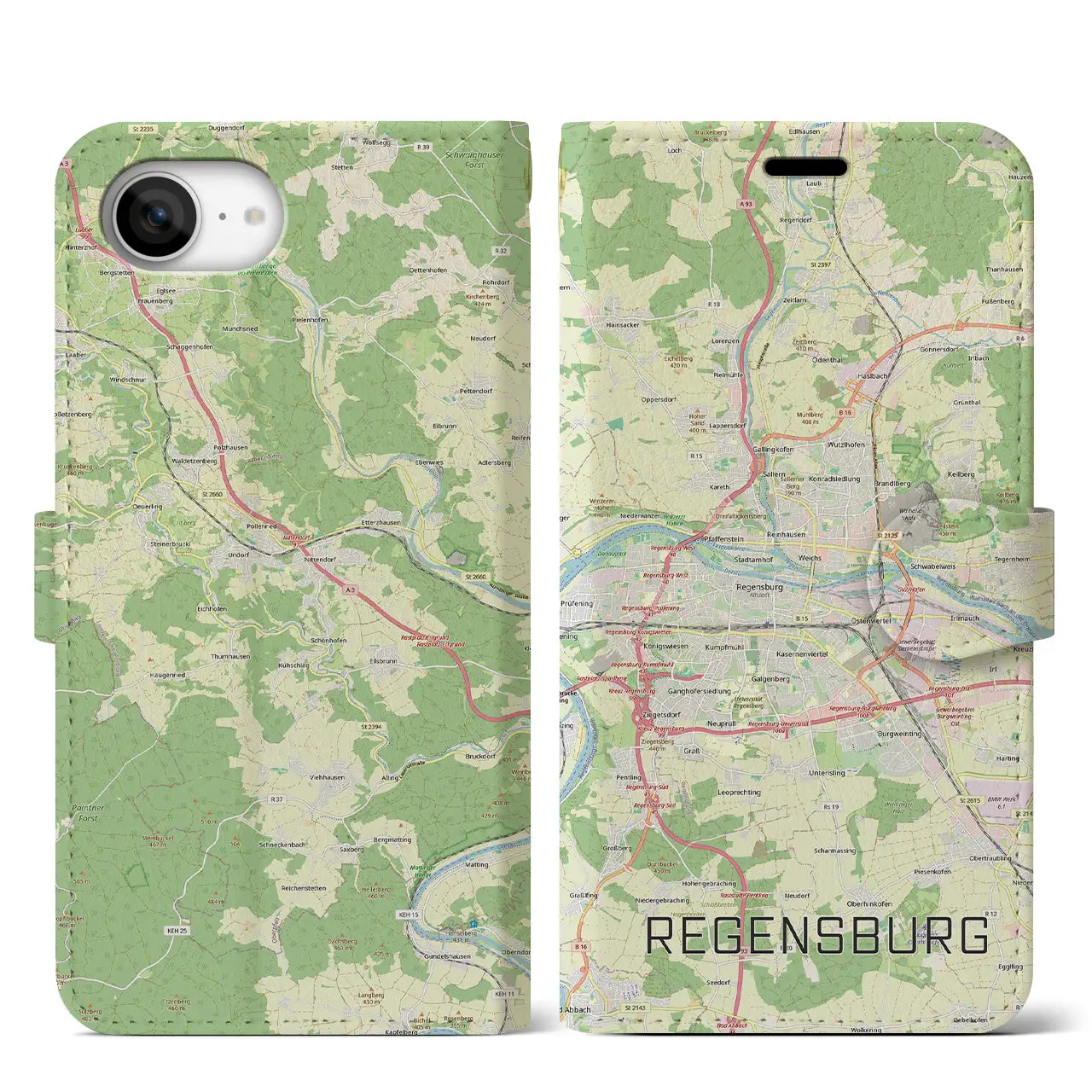 【レーゲンスブルク(ドイツ)】地図柄iPhoneケース(手帳タイプ)