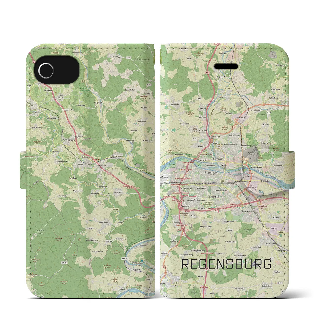 【レーゲンスブルク(ドイツ)】地図柄iPhoneケース(手帳タイプ)