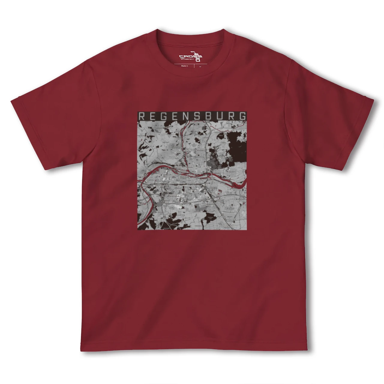【レーゲンスブルク(ドイツ)】地図柄ヘビーウェイトTシャツ