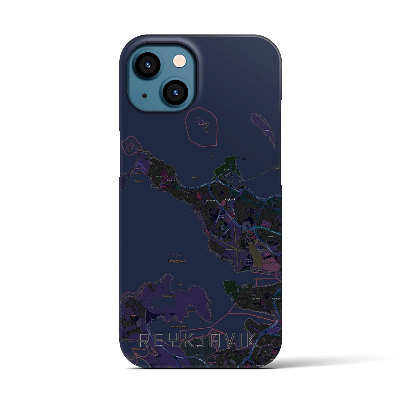 【レイキャヴィーク(アイスランド)】地図柄iPhoneケース(バックカバータイプ)