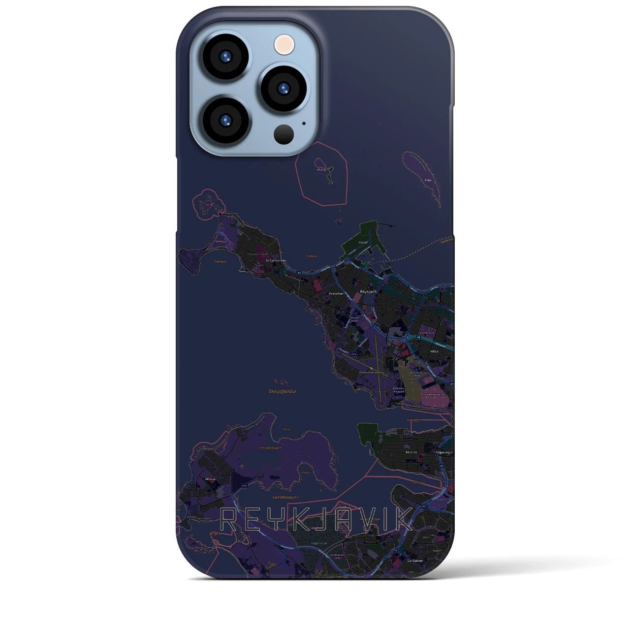 【レイキャヴィーク(アイスランド)】地図柄iPhoneケース(バックカバータイプ)