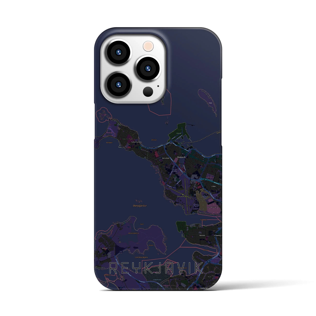 【レイキャヴィーク(アイスランド)】地図柄iPhoneケース(バックカバータイプ)