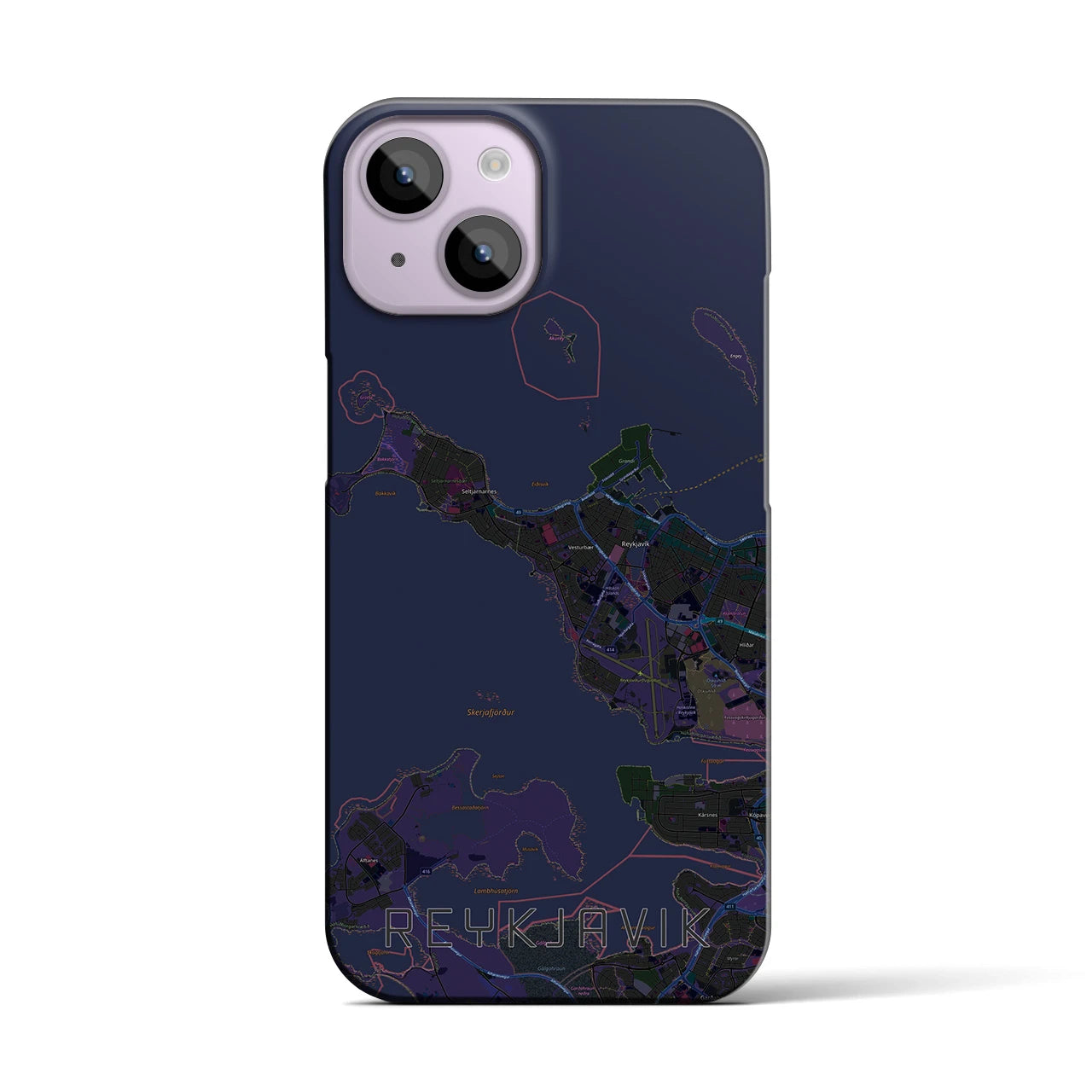 【レイキャヴィーク(アイスランド)】地図柄iPhoneケース(バックカバータイプ)