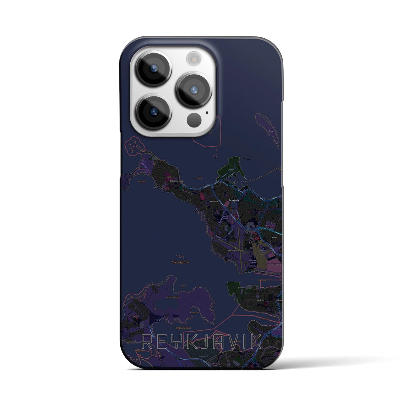 【レイキャヴィーク(アイスランド)】地図柄iPhoneケース(バックカバータイプ)