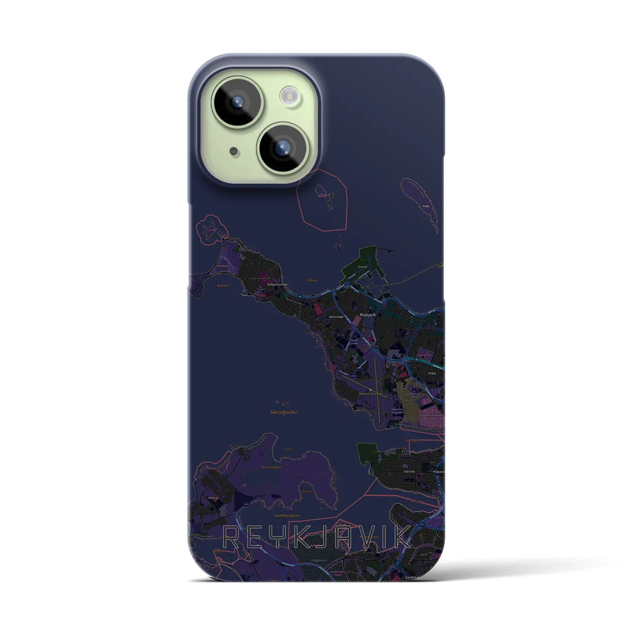 【レイキャヴィーク(アイスランド)】地図柄iPhoneケース(バックカバータイプ)