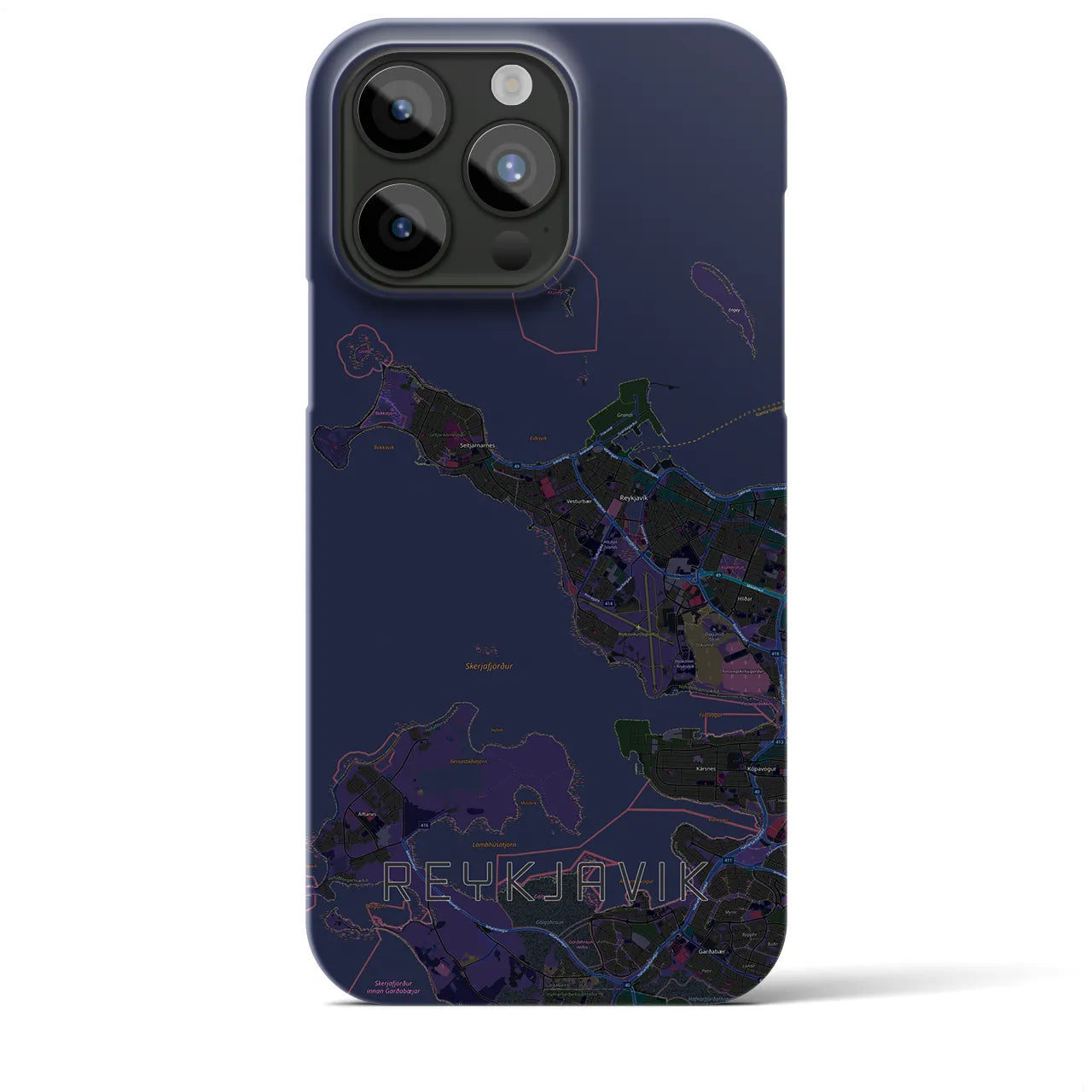 【レイキャヴィーク(アイスランド)】地図柄iPhoneケース(バックカバータイプ)