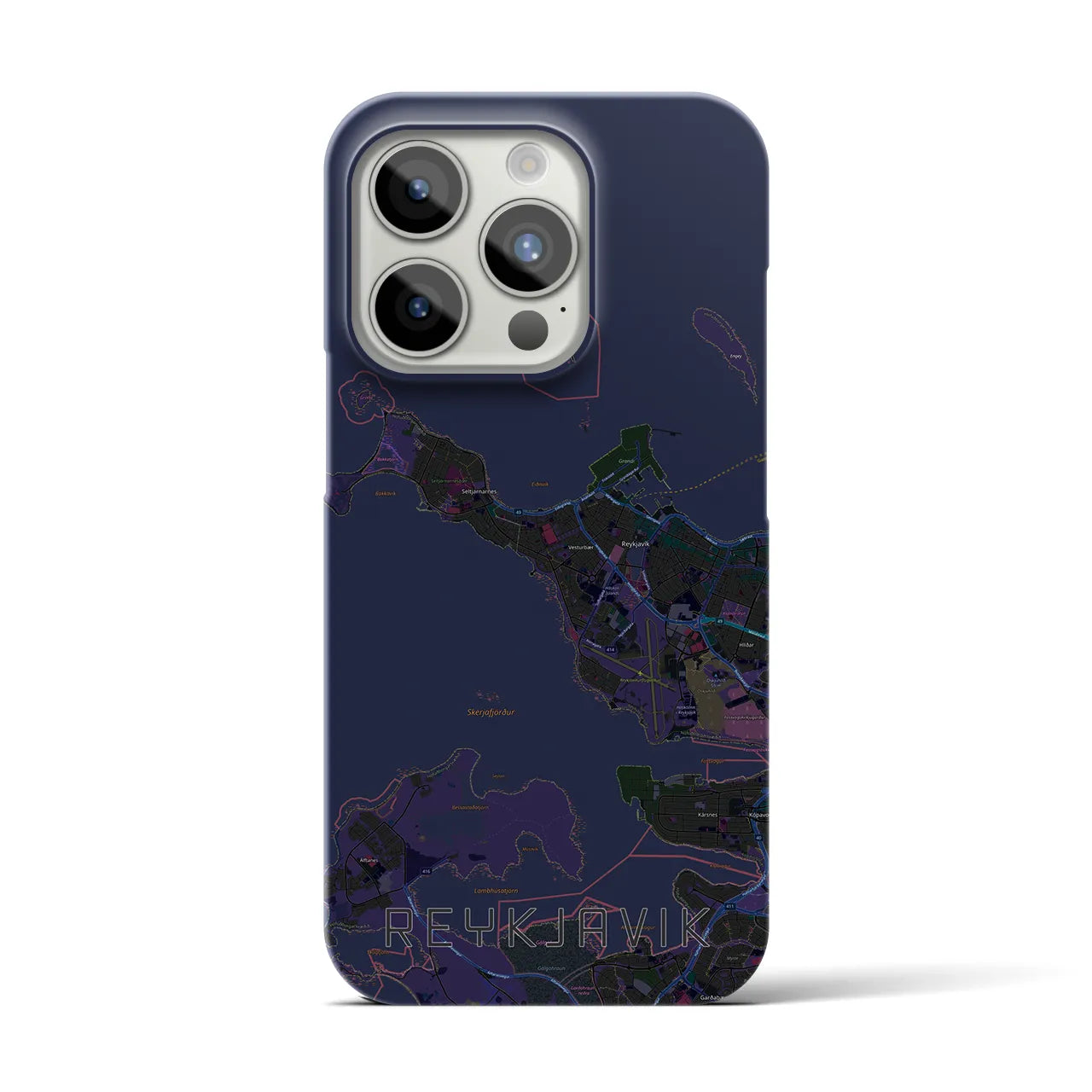 【レイキャヴィーク(アイスランド)】地図柄iPhoneケース(バックカバータイプ)