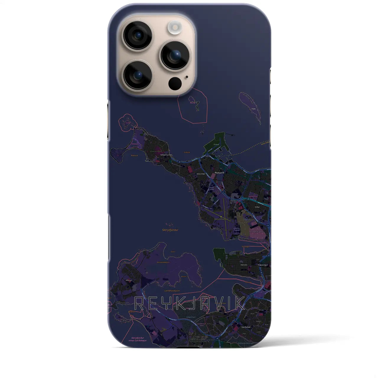 【レイキャヴィーク(アイスランド)】地図柄iPhoneケース(バックカバータイプ)