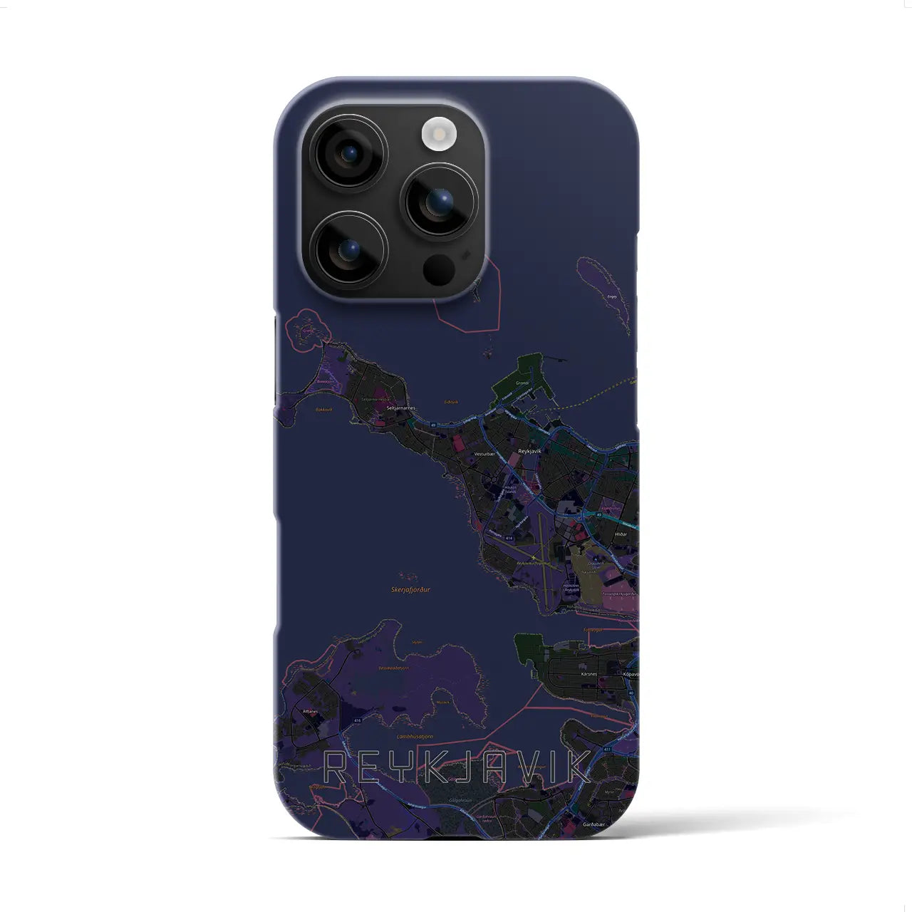 【レイキャヴィーク(アイスランド)】地図柄iPhoneケース(バックカバータイプ)