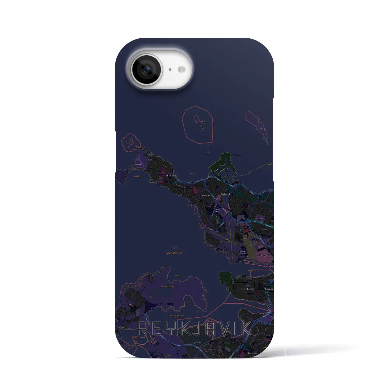 【レイキャヴィーク(アイスランド)】地図柄iPhoneケース(バックカバータイプ)