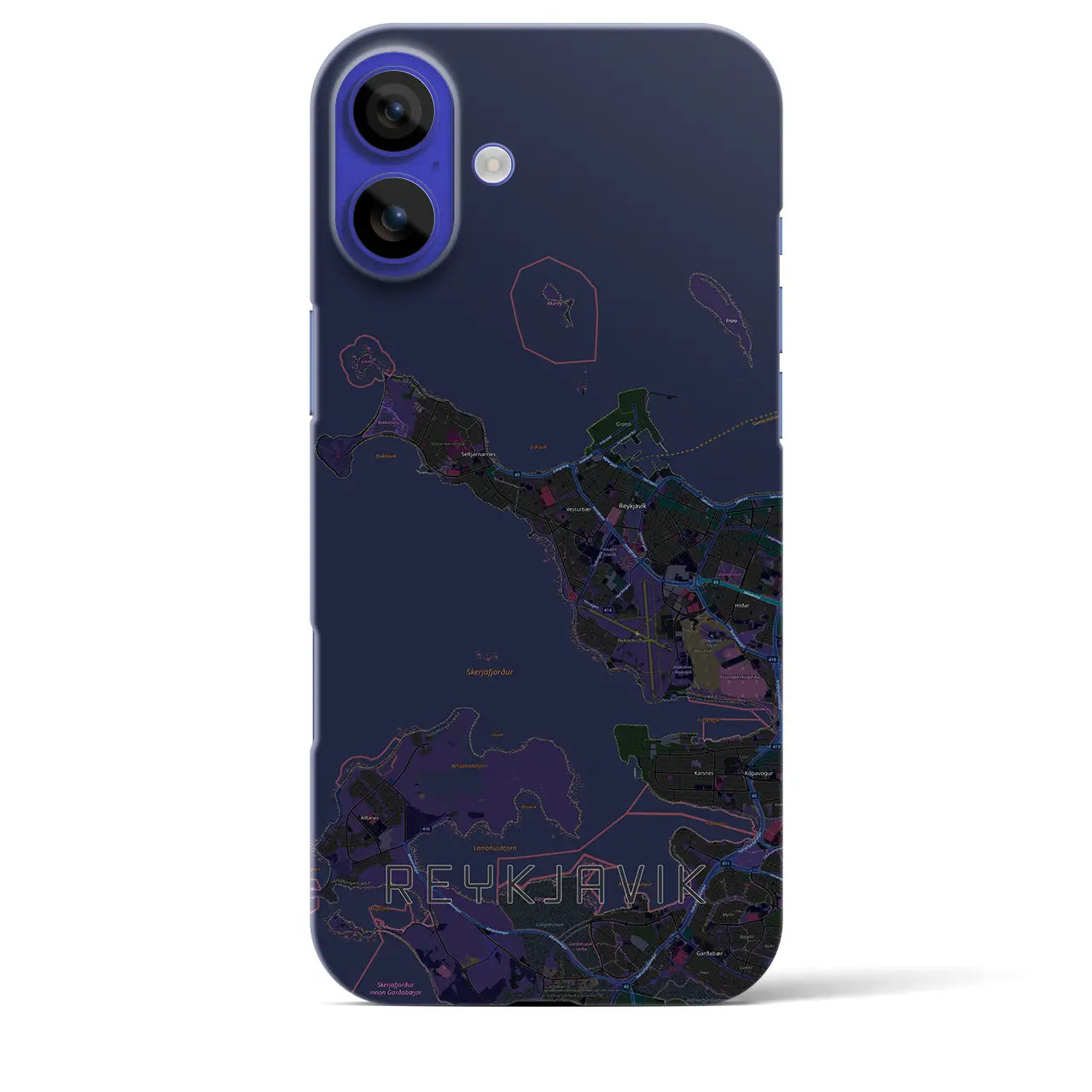 【レイキャヴィーク(アイスランド)】地図柄iPhoneケース(バックカバータイプ)