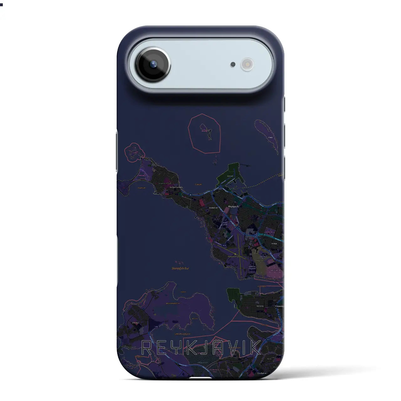 【レイキャヴィーク(アイスランド)】地図柄iPhoneケース(バックカバータイプ)
