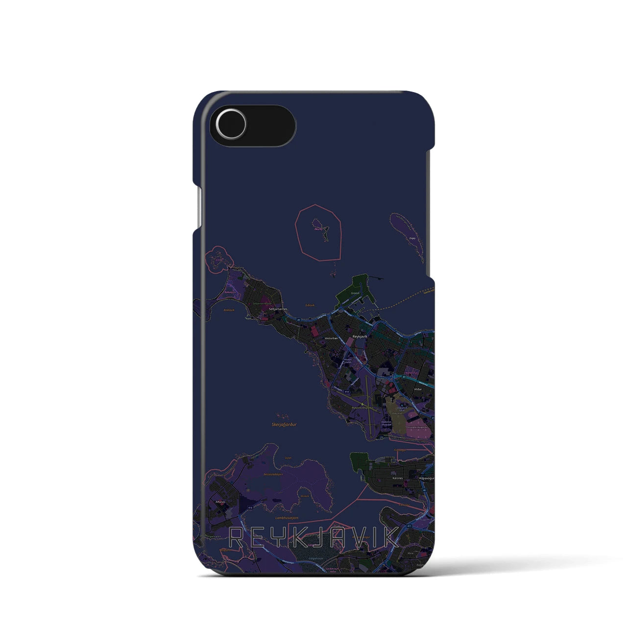 【レイキャヴィーク(アイスランド)】地図柄iPhoneケース(バックカバータイプ)