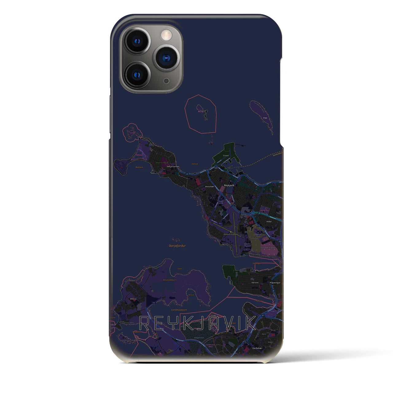 【レイキャヴィーク(アイスランド)】地図柄iPhoneケース(バックカバータイプ)