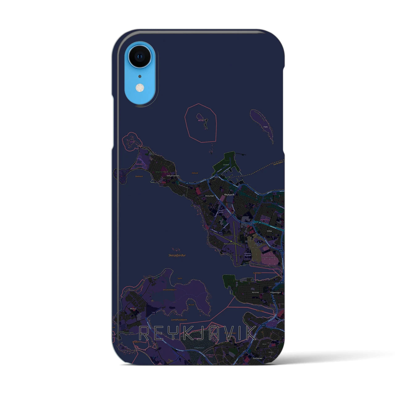 【レイキャヴィーク(アイスランド)】地図柄iPhoneケース(バックカバータイプ)