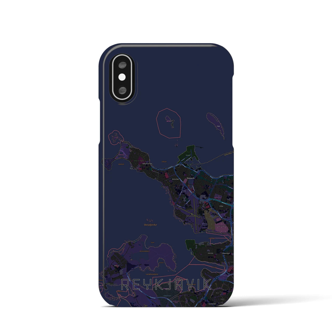 【レイキャヴィーク(アイスランド)】地図柄iPhoneケース(バックカバータイプ)