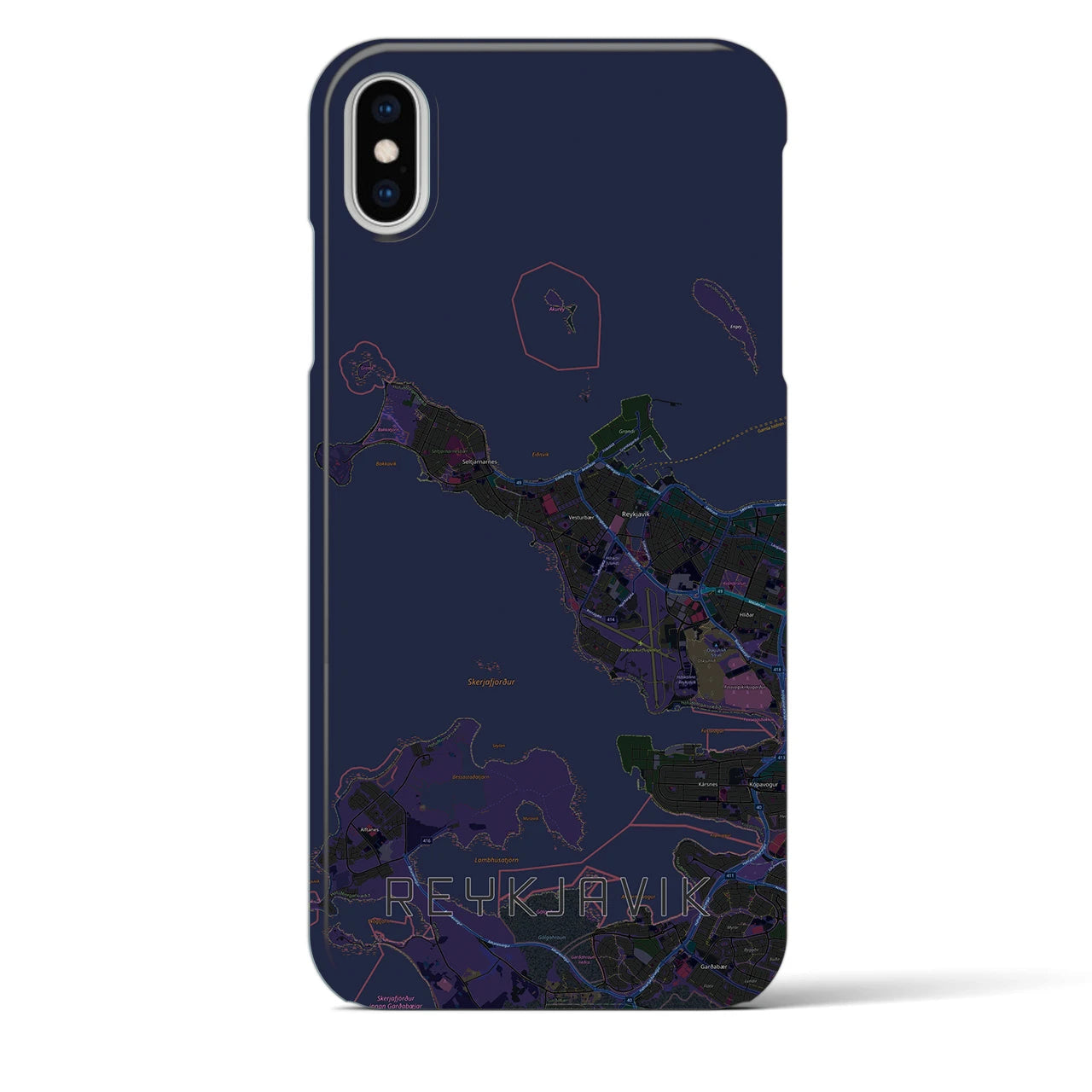 【レイキャヴィーク(アイスランド)】地図柄iPhoneケース(バックカバータイプ)