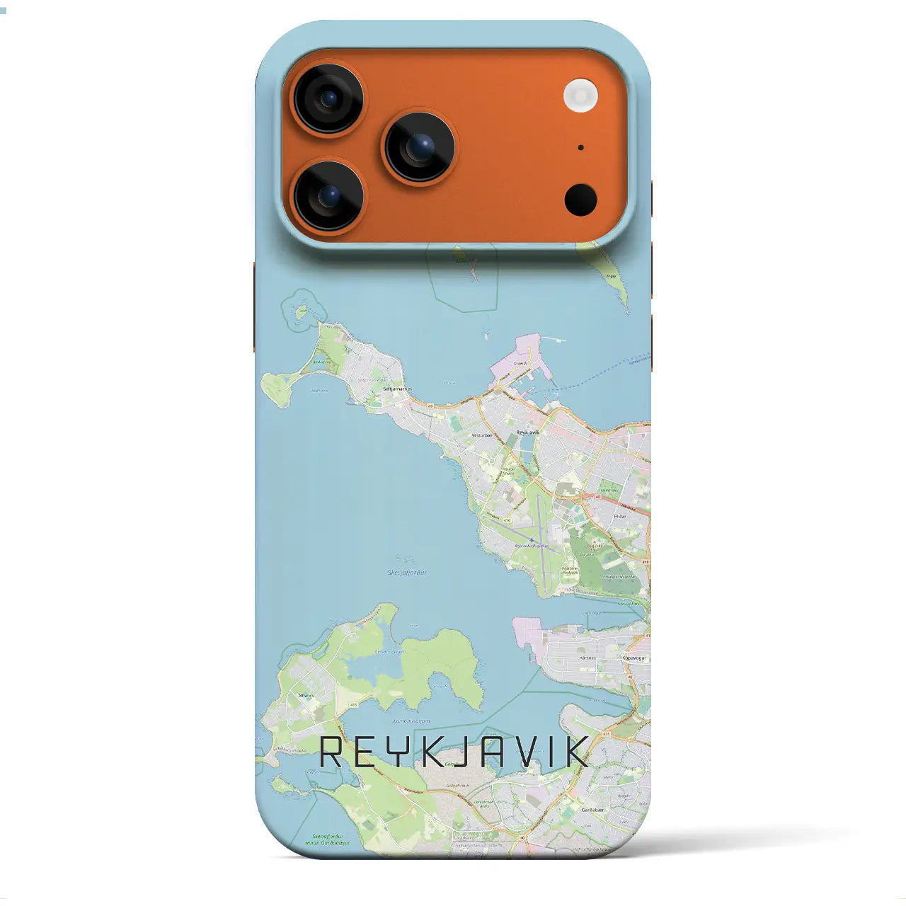 【レイキャヴィーク(アイスランド)】地図柄iPhoneケース(バックカバータイプ)ブラック・iPhone 17 Pro Max 用