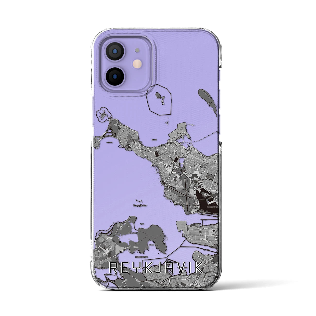 【レイキャヴィーク(アイスランド)】地図柄iPhoneケース(クリアタイプ)